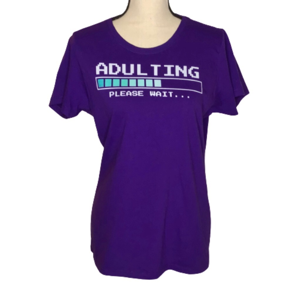 Port Authority Purple Crew ADULTING Tee Medium NEW